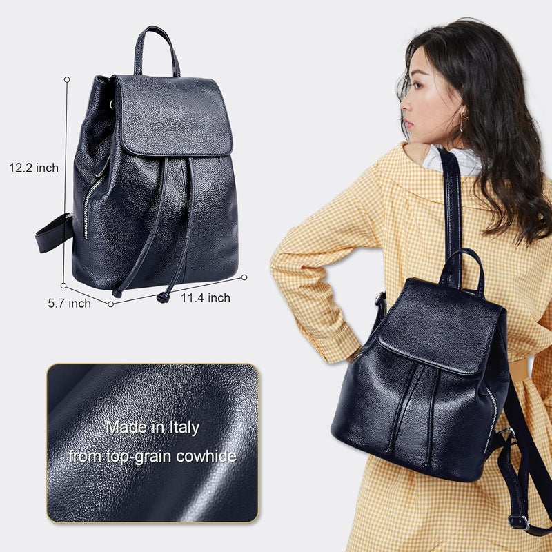 BOYATU Leather Backpack Purse for Women: Casual Genuine Leather Handbags for Travel - Fashion Designer Shoulder Bags for Work Blue - Image 3